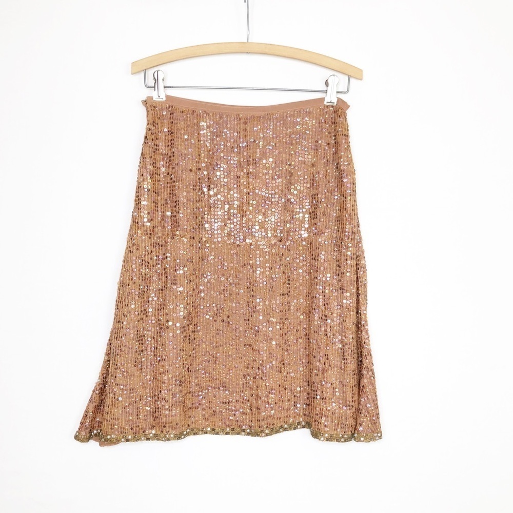 Tracy Reese brown silk sequin skirt